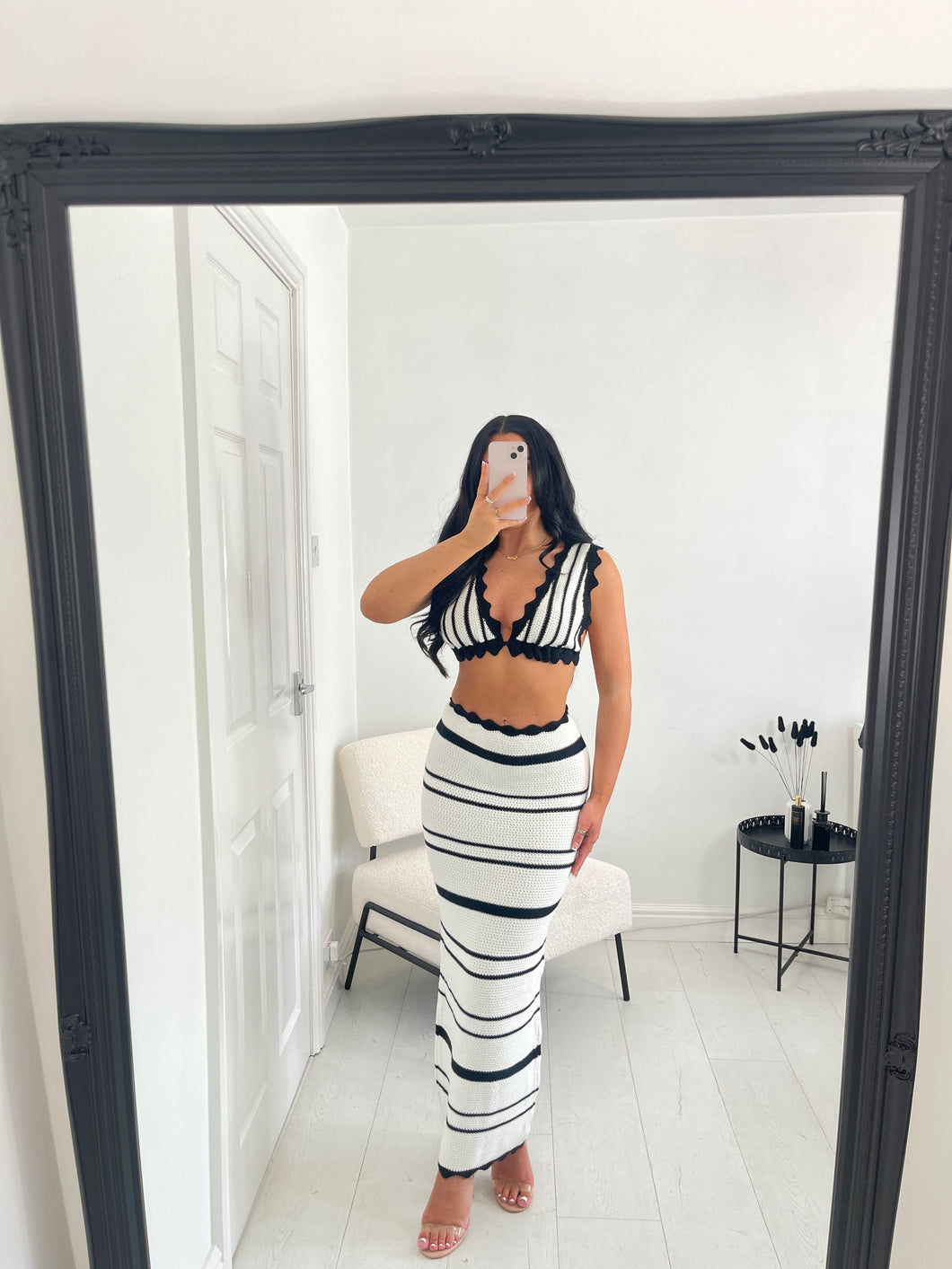 ANNIE Black/White Stripe Knit Co Ord