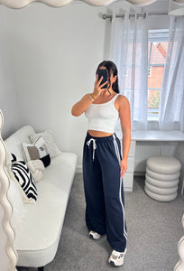 JAMIE Navy Stripe Wide Leg Jogger