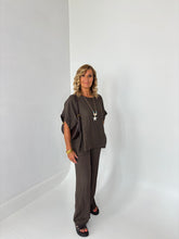 Load image into Gallery viewer, LOLA Chocolate Brown Linen Mix Co Ord With Necklace
