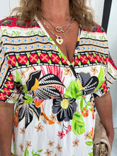 Load image into Gallery viewer, AMBER Red/Black Exotic Print Dress

