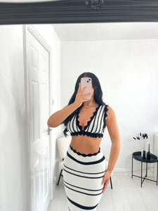 ANNIE Black/White Stripe Knit Co Ord