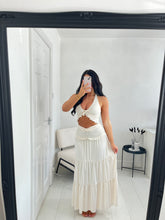 Load image into Gallery viewer, ISABELLA Cream Pleated Ruffle Maxi Co Ord
