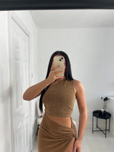 Load image into Gallery viewer, JOSIE Glitter Gold Slit Skirt Co Ord
