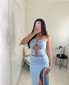 OLIVIA Baby Blue Sleeveless Cut Out Dress