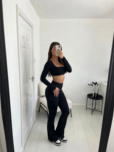 KHLOE Black Cropped Co Ord