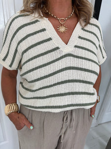 FREYA Cream/Khaki Knit Top