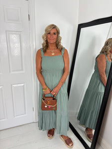 LILY Khaki Tiered Sun Dress