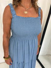 Load image into Gallery viewer, LILY Denim Blue Tiered Sun Dress
