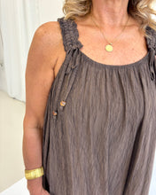 Load image into Gallery viewer, MAISY Brown Ruched Strap Sundress
