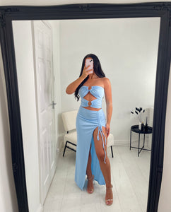 OLIVIA Baby Blue Sleeveless Cut Out Dress