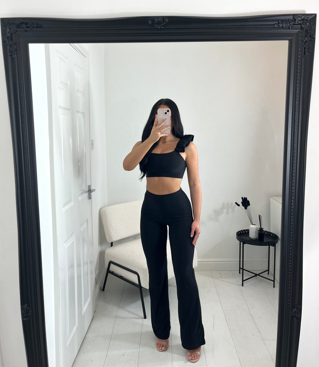 BELLE Black Frill Strap Co Ord