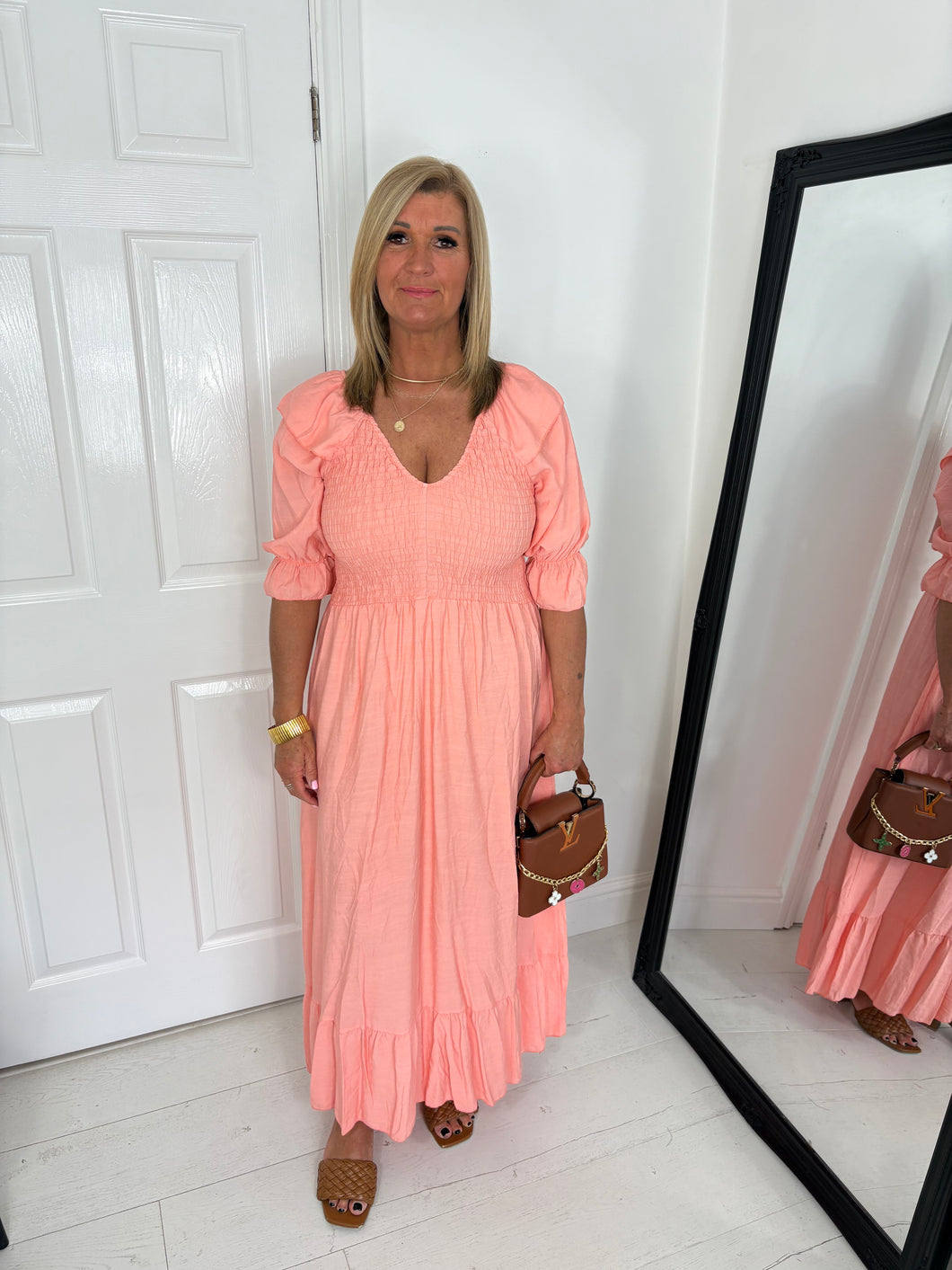 DAISY Coral Midaxi Dress