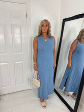 Load image into Gallery viewer, LANA Blue Frayed Detail Basic Maxi Dress

