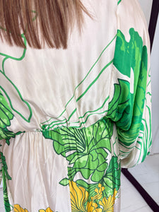DENY Green Batwing Satin Dress