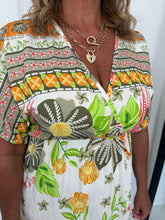 Load image into Gallery viewer, AMBER Green/Orange Exotic Print Dress
