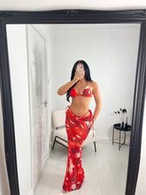 Load image into Gallery viewer, ZENDAYA Red/Orange 3 Piece Bikini Set
