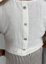 Load image into Gallery viewer, KITTY Cream Button Back Detail Frill Sleeve Top
