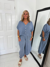 Load image into Gallery viewer, JEM Denim Blue Linen Mix Barrel Leg Co Ord
