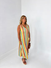Load image into Gallery viewer, CORA Multi Coloured With Metallic Gold Midaxi Dress
