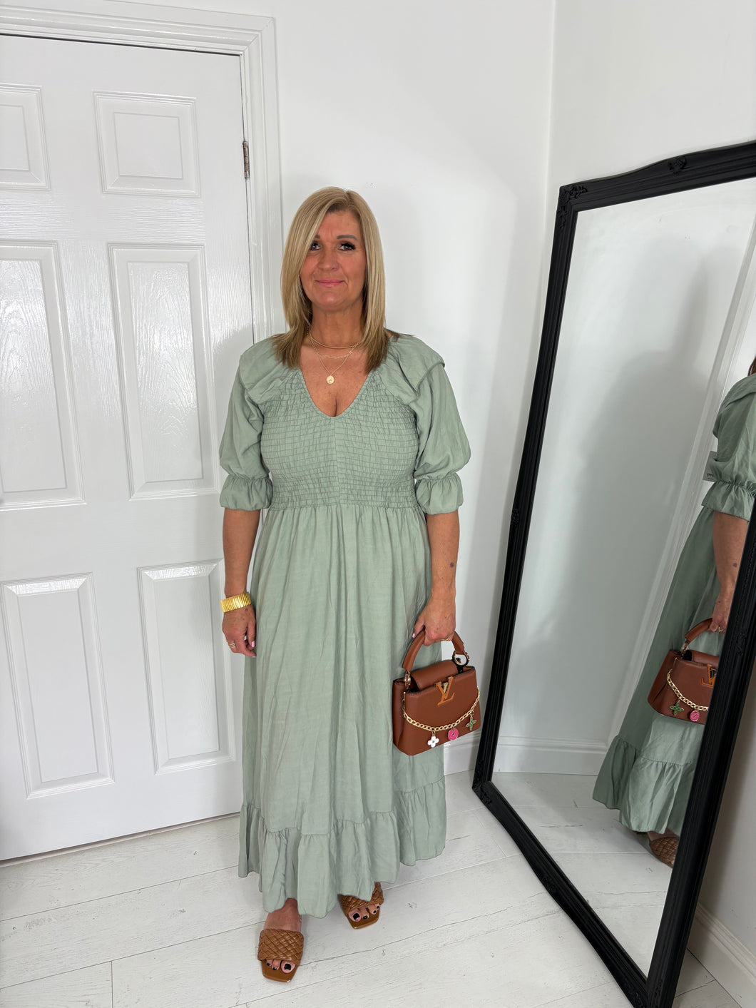 DAISY Khaki Midaxi Dress
