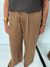 Load image into Gallery viewer, SARA Brown/Caramel Light Linen Stripe Trouser
