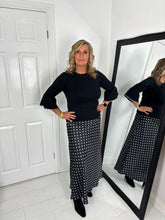 Load image into Gallery viewer, NOVA Black Polka Dot Midaxi Skirt
