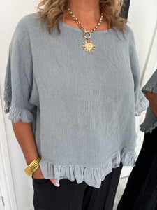 GINA Slate Grey Frill Top