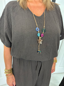 TILLY Chocolate  Brown Trouser Co Ord With Necklace