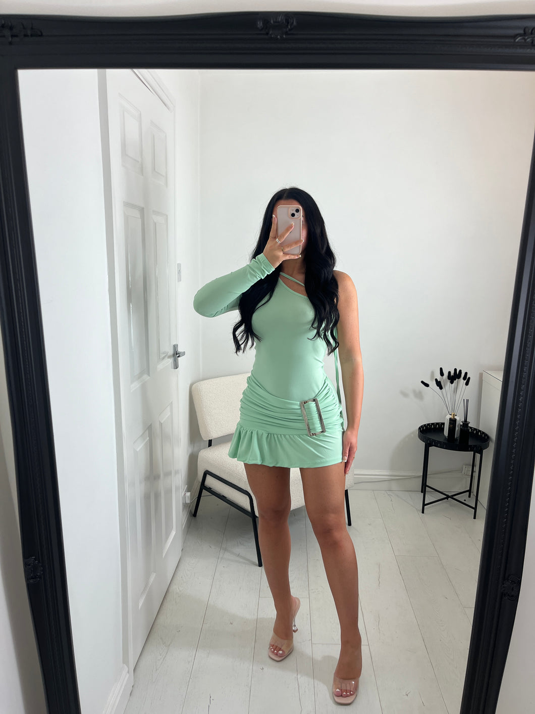 The ‘TAYA’ Mint One Sleeve Frill Dress