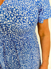 Load image into Gallery viewer, ELISA Blue/White Floral Short Dress
