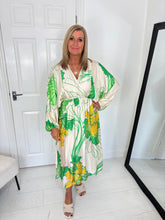 Load image into Gallery viewer, DENY Green Batwing Satin Dress
