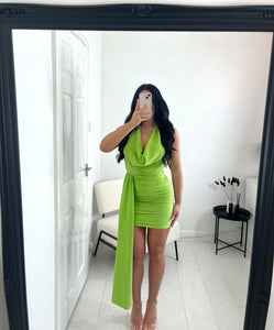 CHARLIE Green Halter Neck Backless Dress