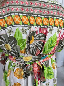 AMBER Green/Orange Exotic Print Dress