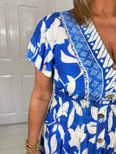 Load image into Gallery viewer, JOSS Royal Blue Midaxi Pattern Dress
