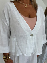 Load image into Gallery viewer, PEARL White Linen Mix Barrel leg Co Ord
