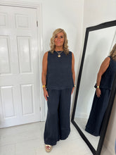 Load image into Gallery viewer, SIAN French Navy Linen Wide Leg Co Ord
