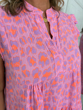 Load image into Gallery viewer, UMA Pink Leopard Cheesecloth Tunic Dress
