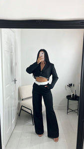 The ‘CARLY’ Black Cropped Blazer Co Ord