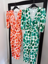 Load image into Gallery viewer, JASMINE Green Floral Fitted Midi Dress
