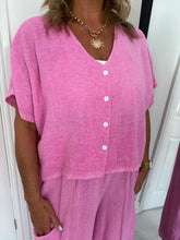 Load image into Gallery viewer, JEM Bubblegum Pink Linen Mix Barrel Leg Co Ord
