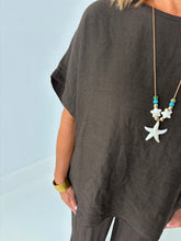 Load image into Gallery viewer, LOLA Chocolate Brown Linen Mix Co Ord With Necklace
