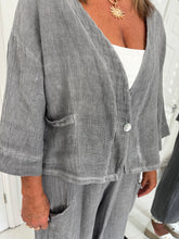 Load image into Gallery viewer, PEARL Grey Linen Mix Barrel Leg Co Ord

