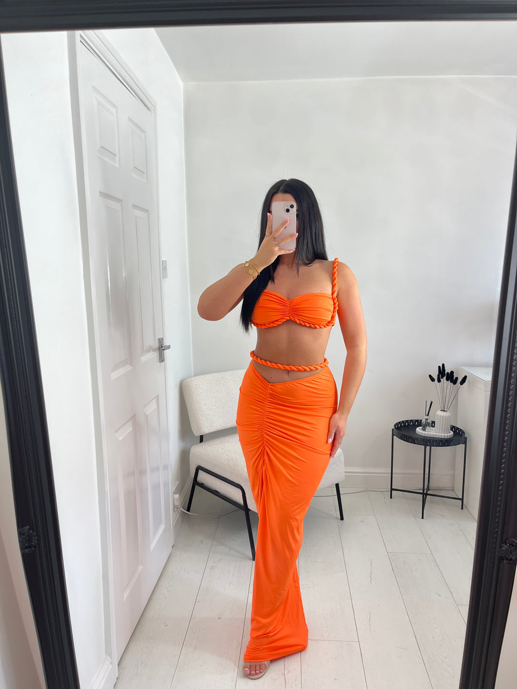 ZOEY Orange Twist Rope Strap Maxi Co Ord