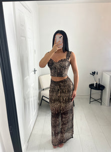 CHELSEA Brown Pattern Mesh Co Ord