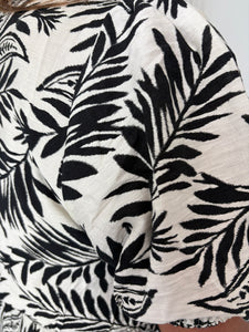 SERENA Black/White Leaf Print Midi Dress