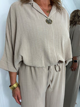 Load image into Gallery viewer, JESSIE Sand With White Pin Stripe Co Ord
