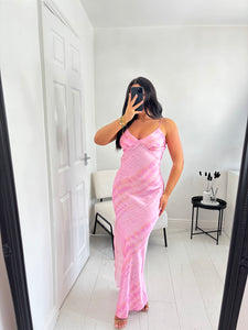 ANGEL Pink Slinky Satin Maxi