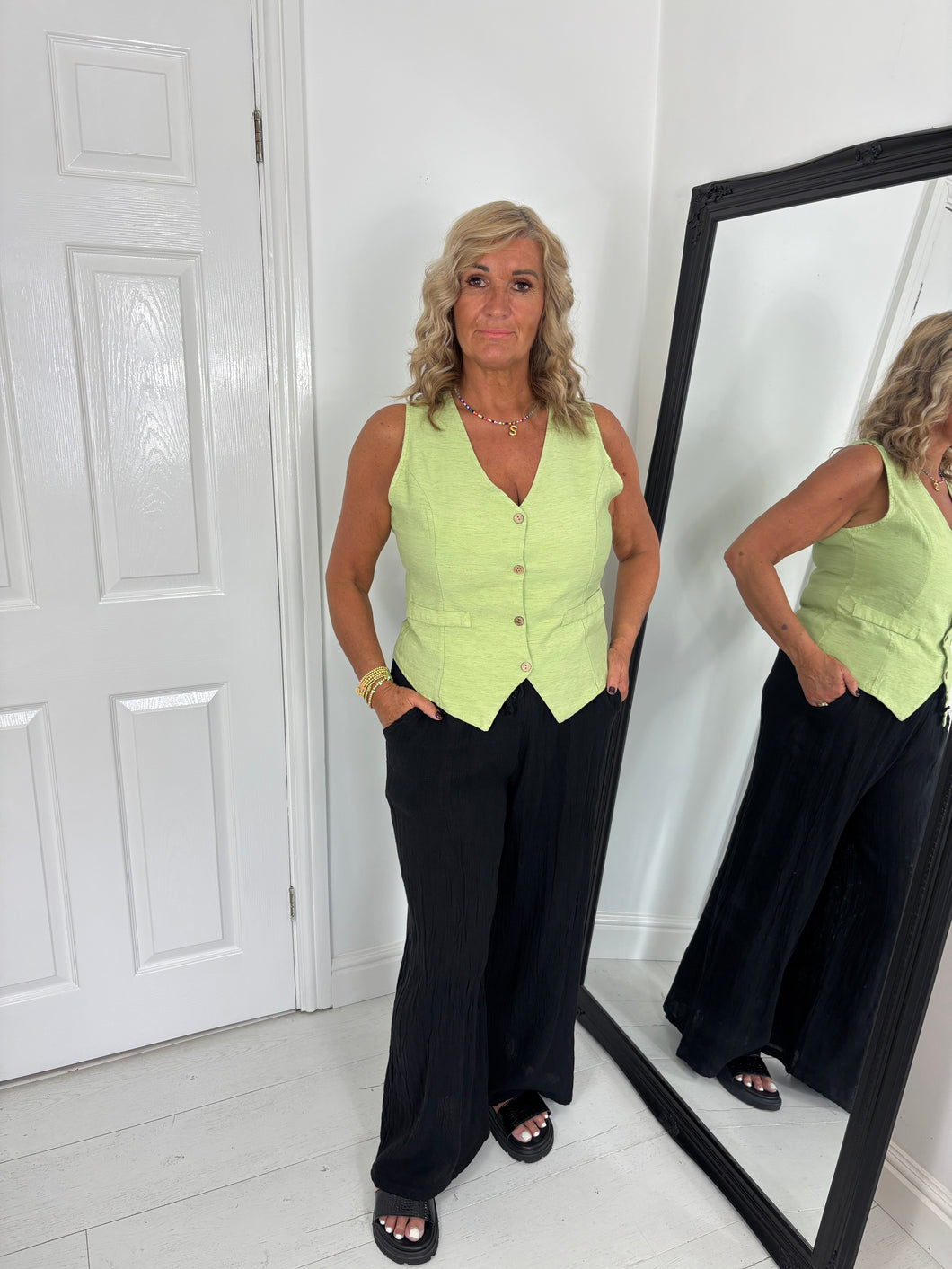 JOSIE Olive Green Sleeveless Waistcoat