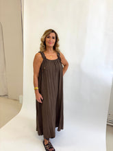 Load image into Gallery viewer, MAISY Brown Ruched Strap Sundress
