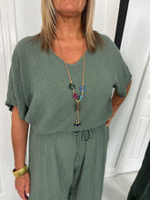 Load image into Gallery viewer, TILLY Khaki Trouser Co Ord With Necklace
